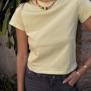 Remera básica de algodón, top crop, top Pieta OverWild.