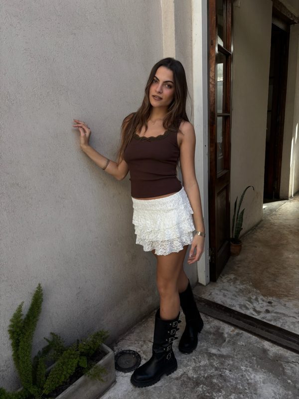 Skort de encaje, short falda, skort amapola, skort negro, OverWild, ropa de noche.