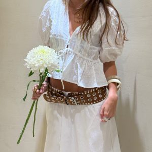 BLUSA CON PUNTILLA MANGA CORTA