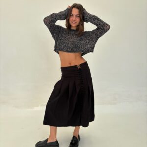 FALDA MIDI RETORNO NEGRO