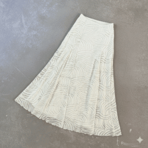 Falda Larga Calada Crema Negro Encaje Transparente