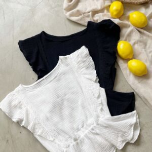 Blusa Isola Baby Cotton Volados Puntilla Blanca