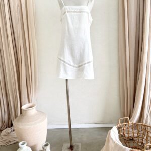 Vestido Corto Lemocello Lino Italiano Blanco Puntilla