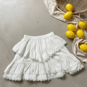 Mini Falda Zicatela Volados Puntilla Cintura Elástica