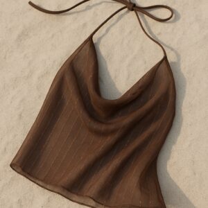 Top Halter Marron Chocolate Bordado Lentejuelas Overwild