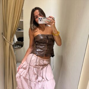 Corset Ecocuero Marron Lace Up Cordones Overwild