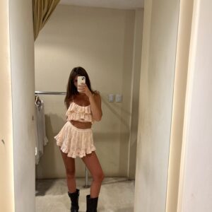 Top Halter Crema con Volados de Encaje Boho Chic