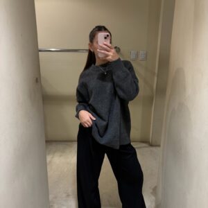 Cárdigan largo de lana gris abierto sin botones Overwild